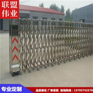 大量铝型材伸缩门 厂家现货直供 新型直线门 济宁联盟伟业智能科技