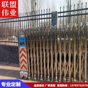 大量铝型材伸缩门 厂家现货直供 新型直线门 济宁联盟伟业智能科技