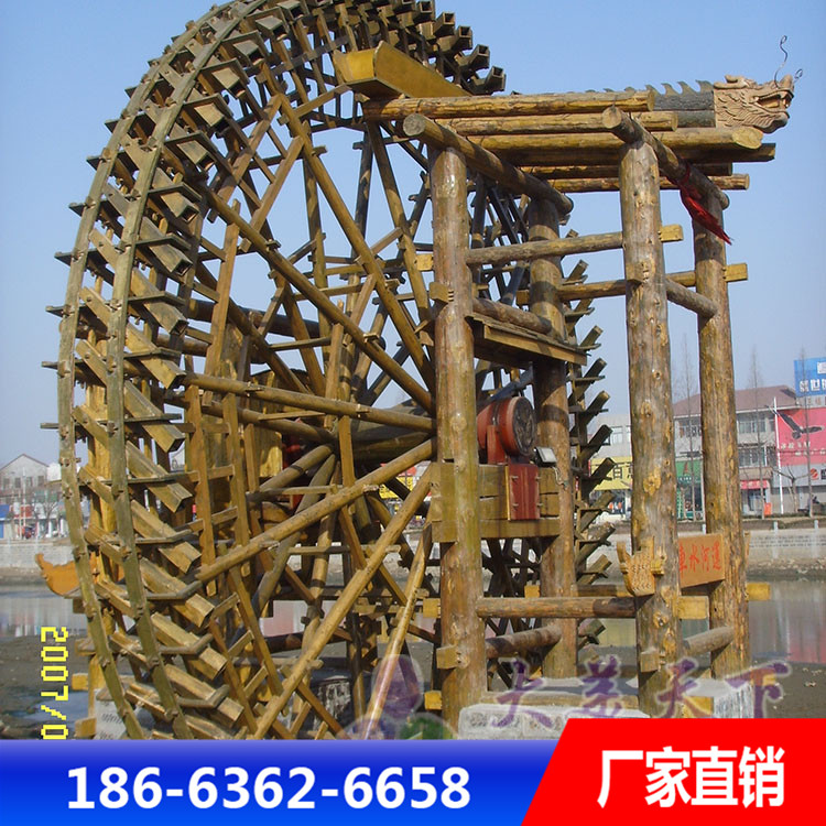 防腐木户外水车供应商 仿古脚踏水车加工定制 品质保证