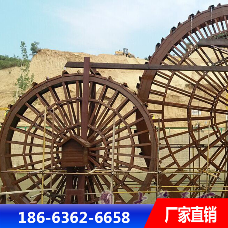 防腐木户外水车供应商 仿古脚踏水车加工定制 品质保证