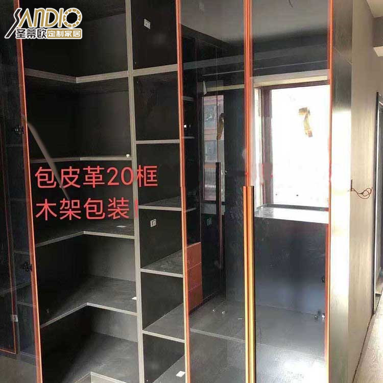 工厂定制轻奢风铝框玻璃门书柜门定制 金色黑色博洛尼款 颜色齐全