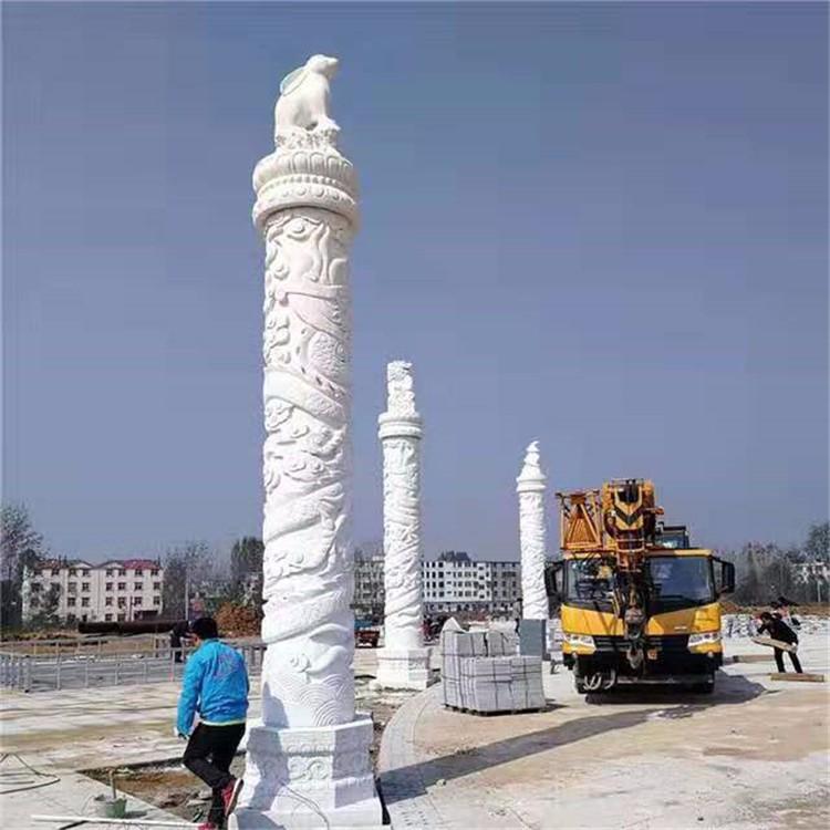 花岗岩石雕石龙柱 石雕龙柱销售价格 景观雕塑