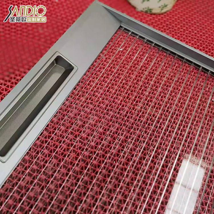 圣蒂欧炫彩镀膜款玻璃门 轻奢铝框衣柜玻璃门 20极简隐框钢化玻璃板