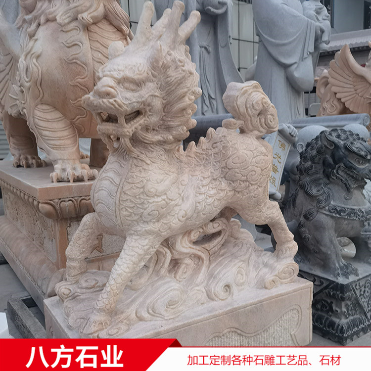 汉白玉大象 狮子 酒店景区门口石雕动物摆件