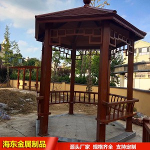 现代仿木凉亭 户外仿古木纹凉亭 四角六角防腐木凉亭廊架制作