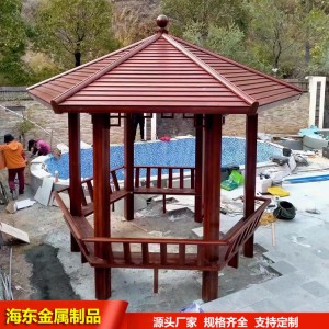 现代仿木凉亭 户外仿古木纹凉亭 四角六角防腐木凉亭廊架制作