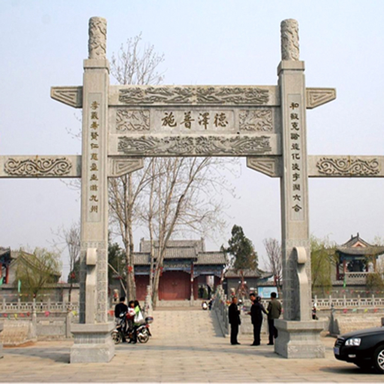 源头直供石雕牌楼 花岗岩古建三门五楼石牌坊
