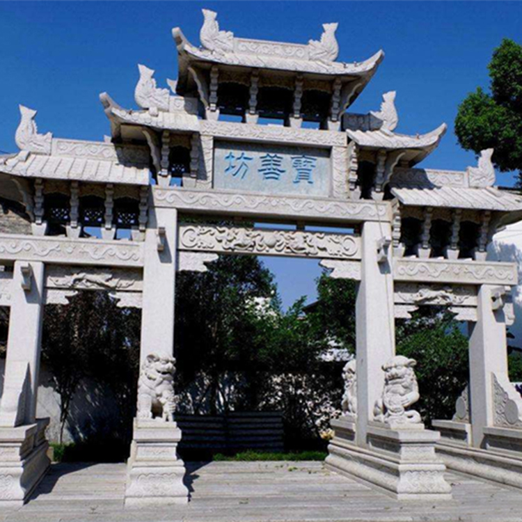 上门安装定制三门 五门石雕牌坊 可 加工村口石牌楼