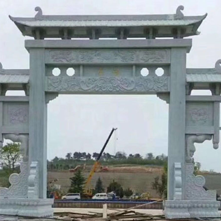 源头直供石雕牌楼 花岗岩古建三门五楼石牌坊