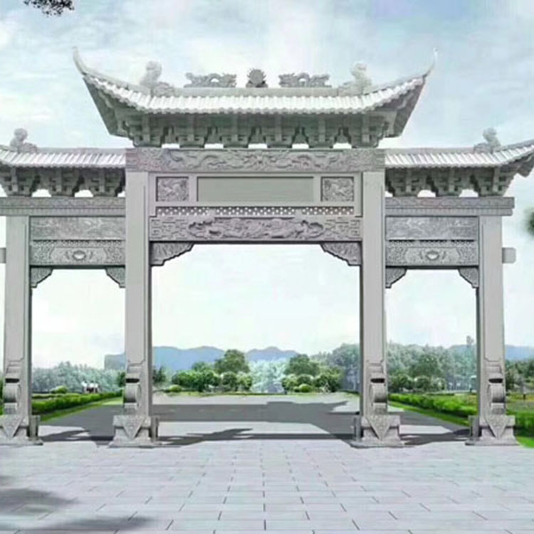 农村青石石牌坊 景区古建石牌坊 三门广场石牌坊长期销售