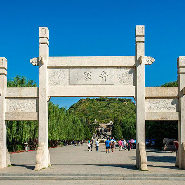 大型汉白玉石牌坊安装工程 新农村陵园广场青石石雕牌楼加工